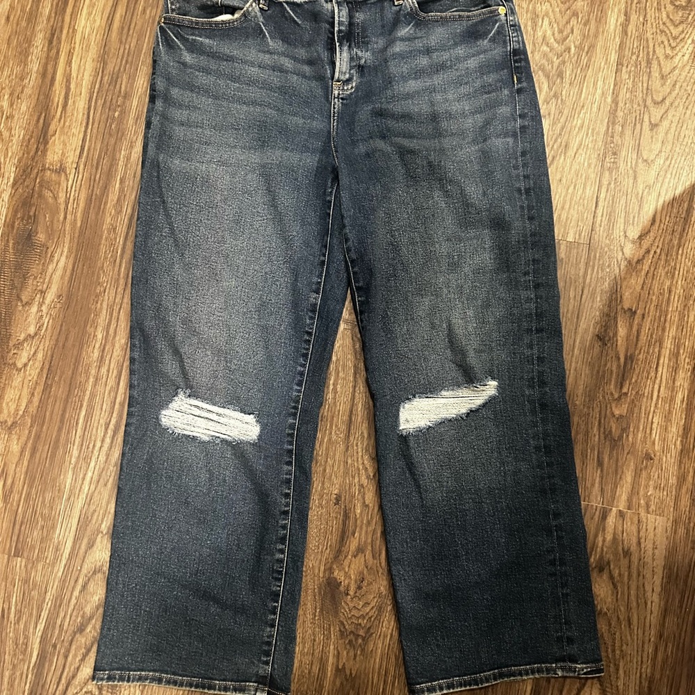 Express, never been worn, 90s mid rise ankle boot, dark wash, distressed. 8R